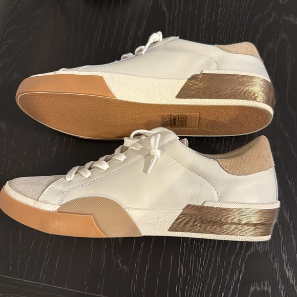 Dolce Vita White and Tan Sneakers Minimalist Design - Picture 2 of 3